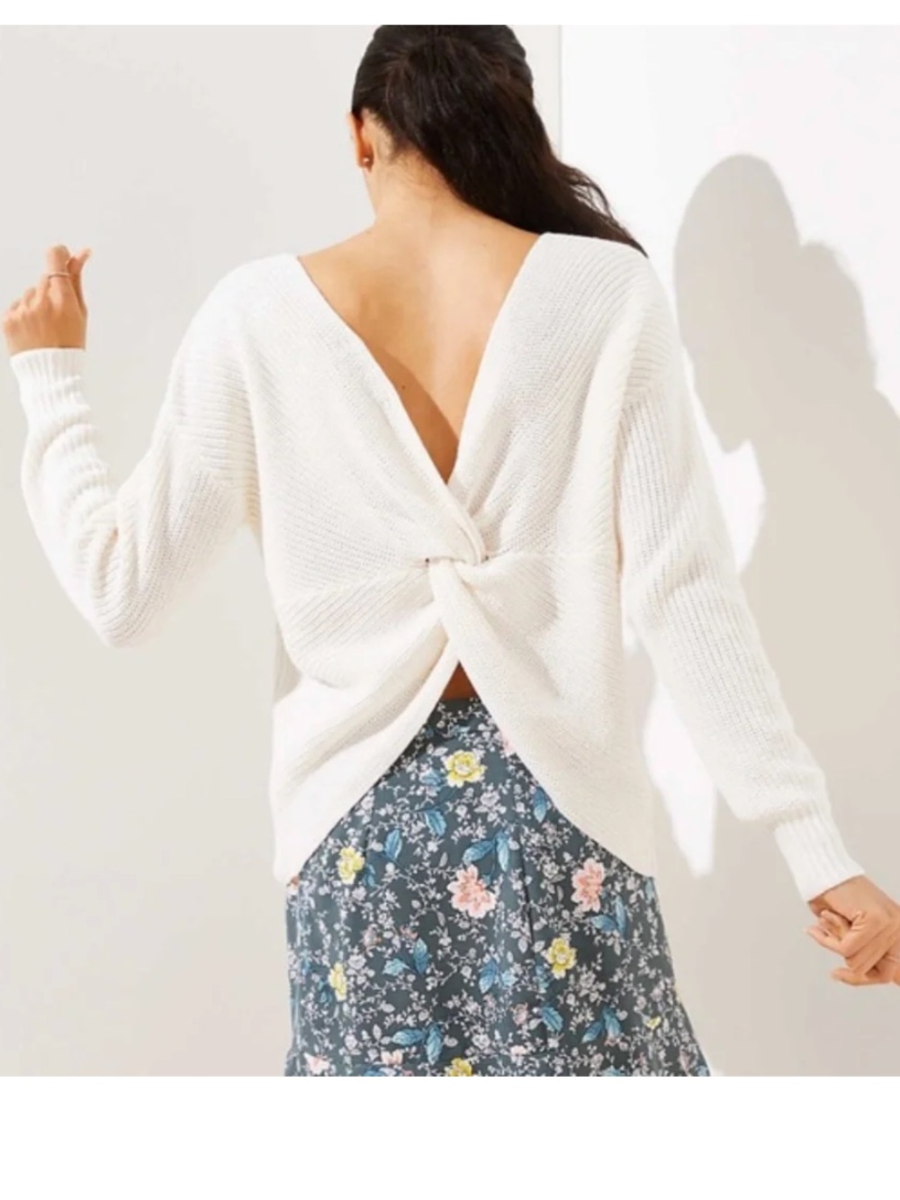 LOFT Cream Twist Sweater